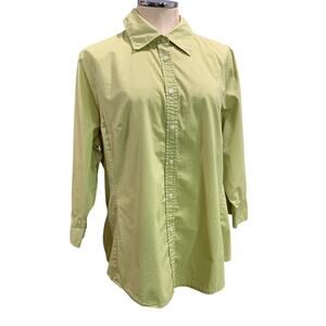 20W Merona Womens Yellow Green Button Up Shirt 3/4 Sleeve